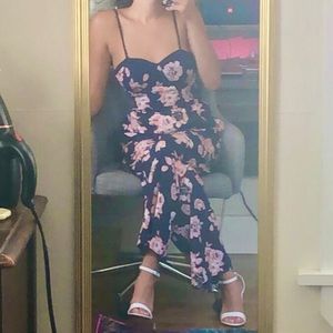 Navy blue and pink romper with pockets!